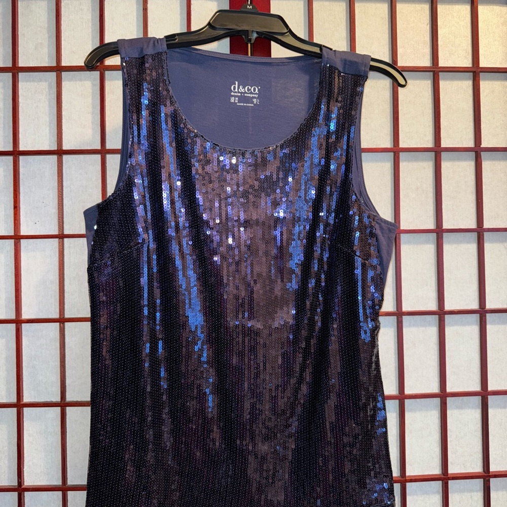 Women's Sequin Tank Top - Blue